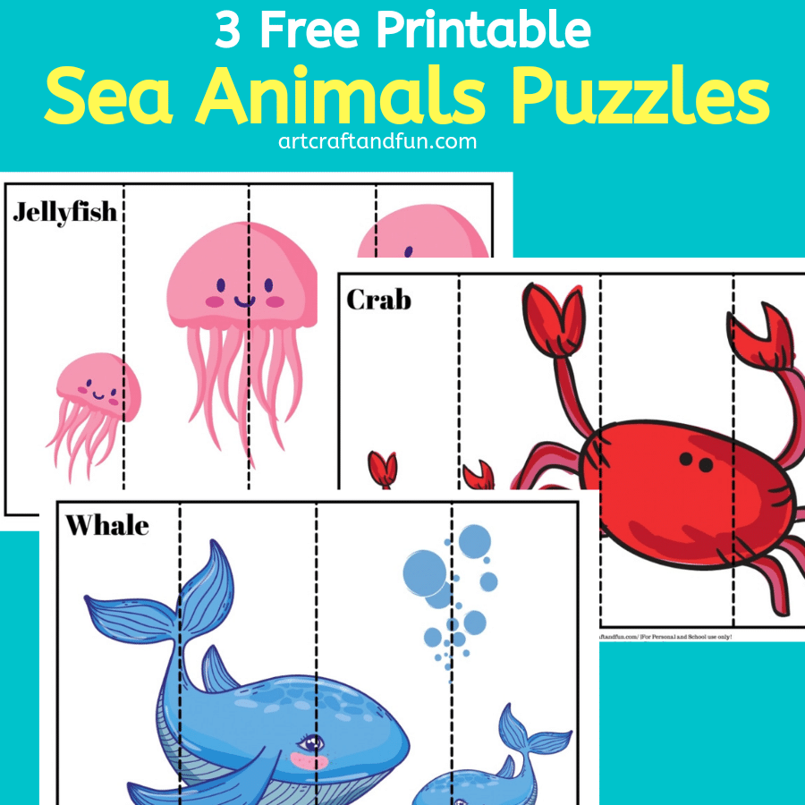 Free printable sea animal puzzles for kids