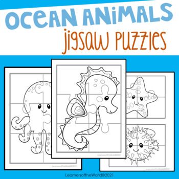 Ocean animal puzzles cut and paste fine motor skills ocean animals animal puzzles fine motor skills