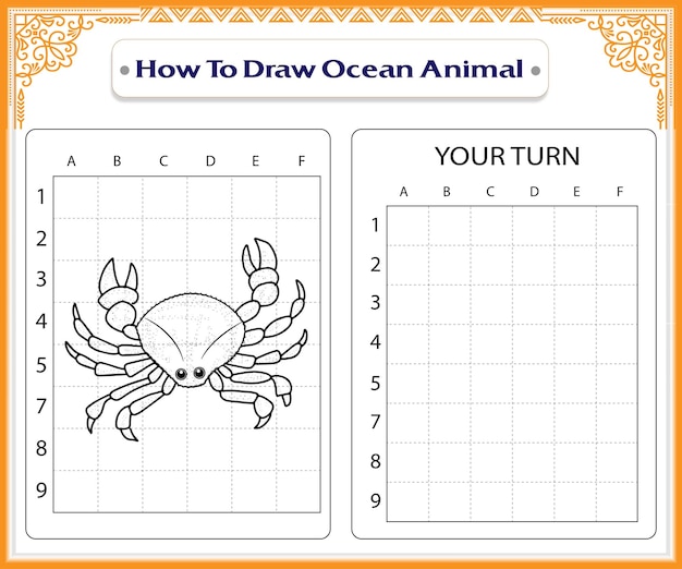 Premium vector how to draw ocean animals coloring pages for kids premium vector