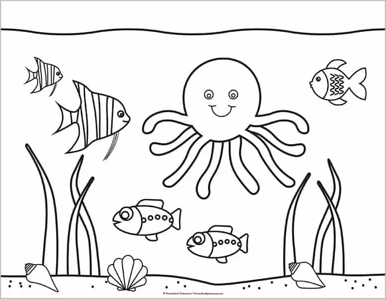 Ocean coloring pages for kids to print for free