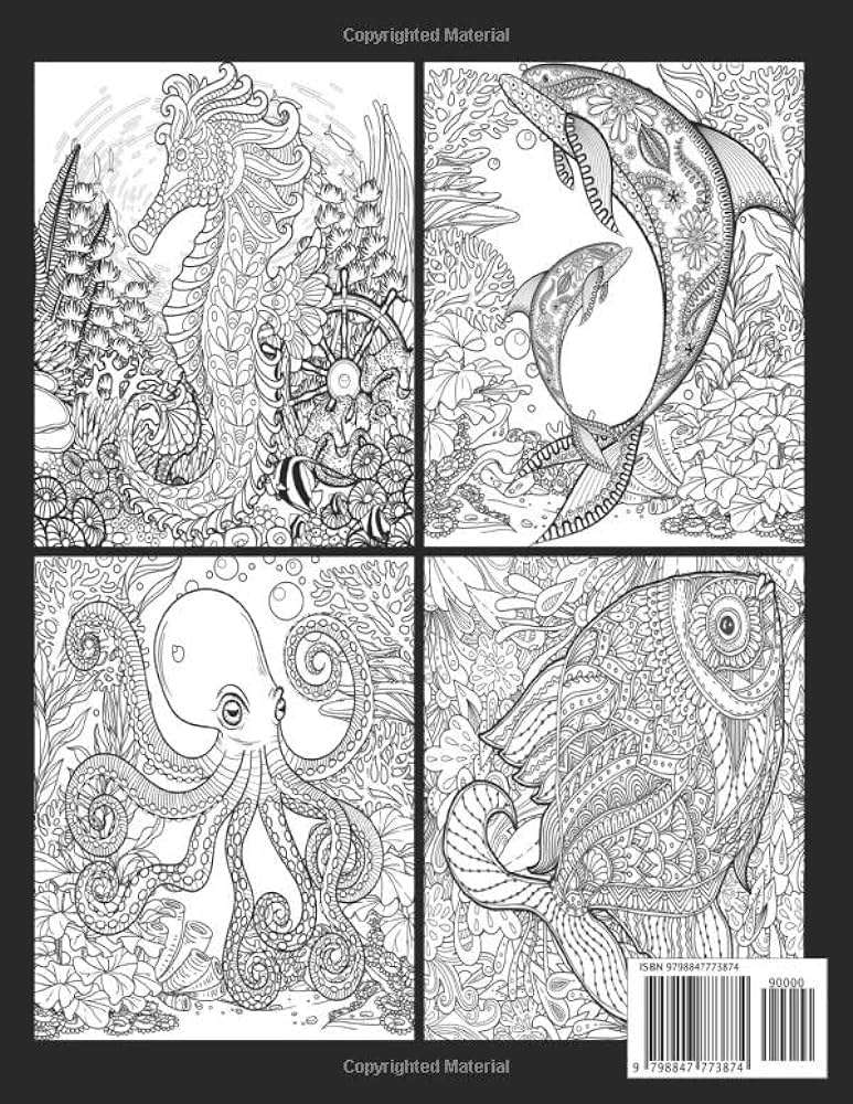 Adult coloring book and puzzle mandala ocean animal pucous advent calendar puzzle book sea creatures with beach island sea animals marine life best relaxing coloring book puco us books