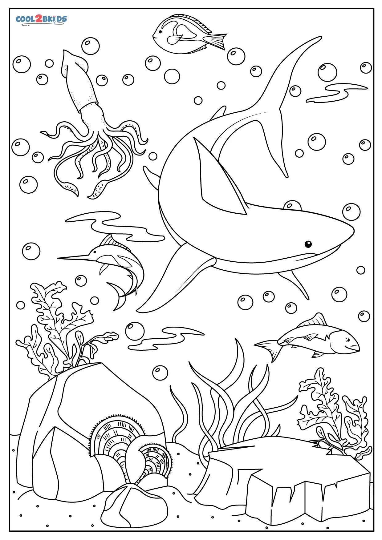 Free printable sea and ocean animals coloring pages for kids