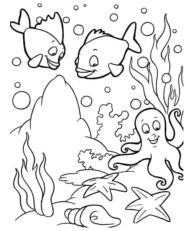 Ocean animals coloring page