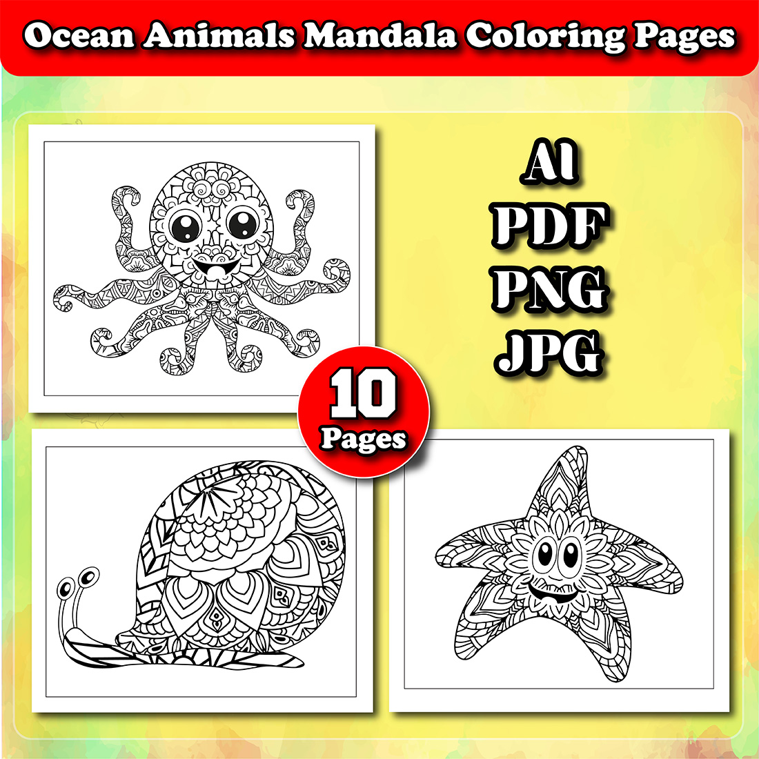 Ocean animals mandala coloring pages