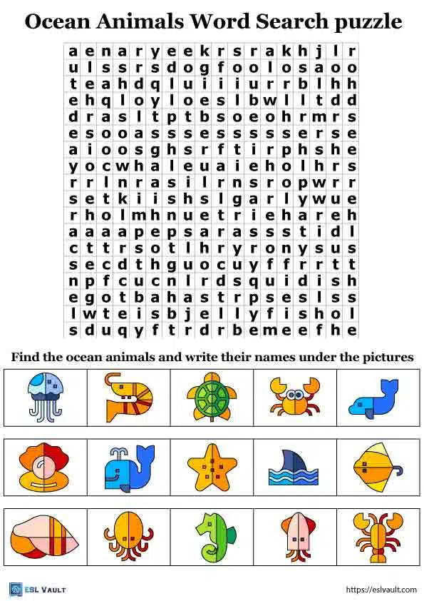 Free printable ocean word search puzzles