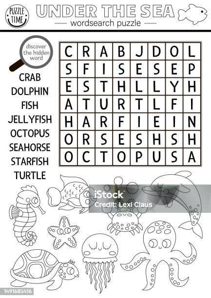 Educational game for kids word search puzzle stock illustration