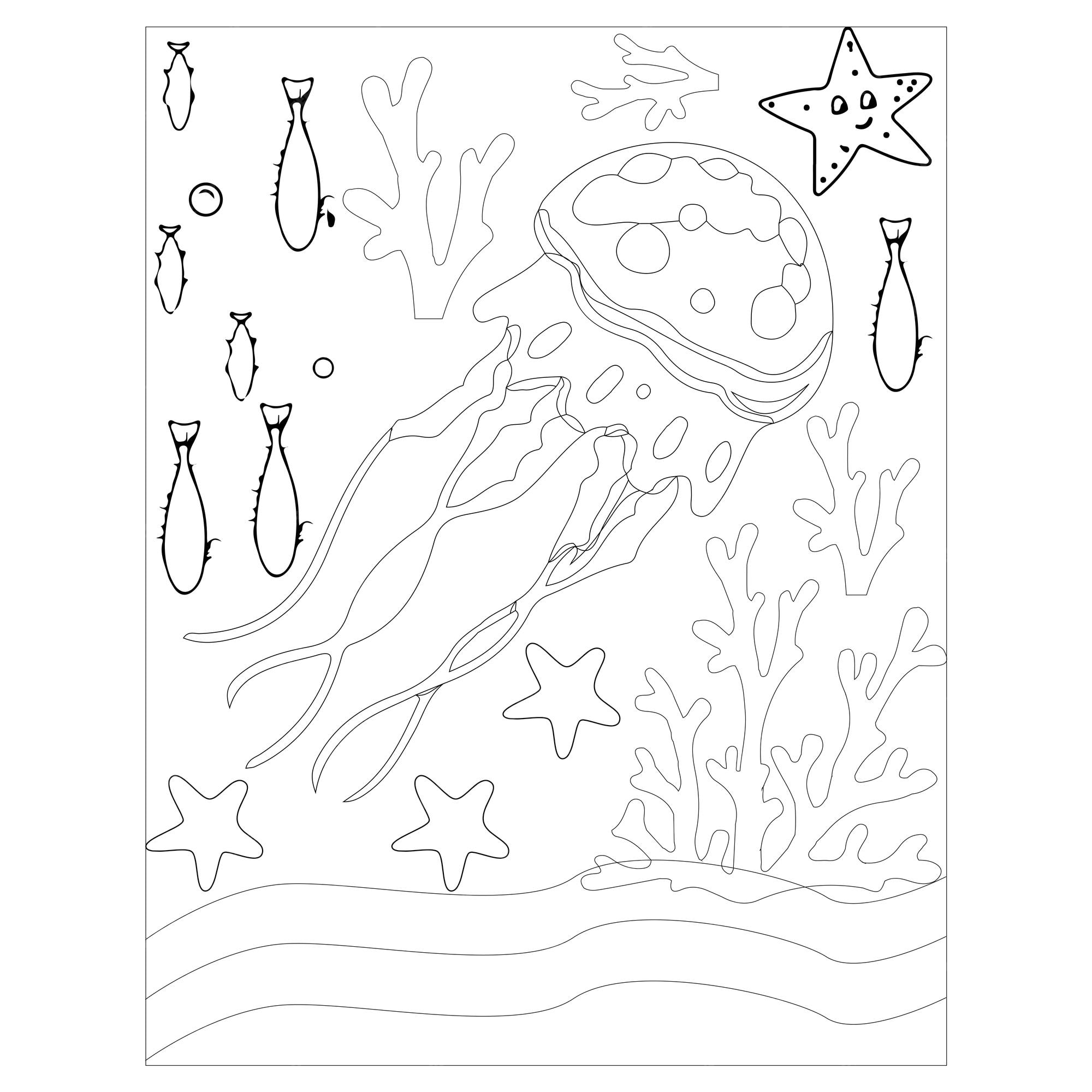 Premium vector printable ocean animals coloring pages for kids