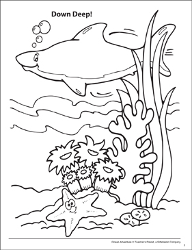 Down deep ocean adventure coloring page printable coloring pages