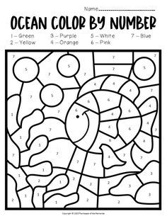 Free printable color by number ocean preschool worksheets preschool worksheets free preschool worksheets fun worksheets