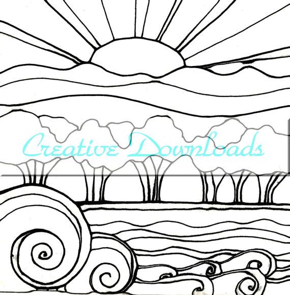 Coloring pages digital collage printable download sun flowers waves garden robin mead art fundraiser free coloring pages coloring pages