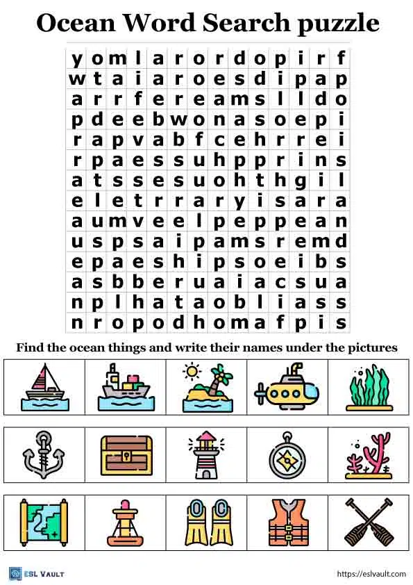 Free printable ocean word search puzzles