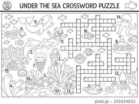 Vector black and white under the sea crosswordãããããç æ