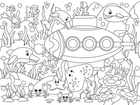 Coloring page puzzle ocean cliparts stock vector and royalty free coloring page puzzle ocean illustrations