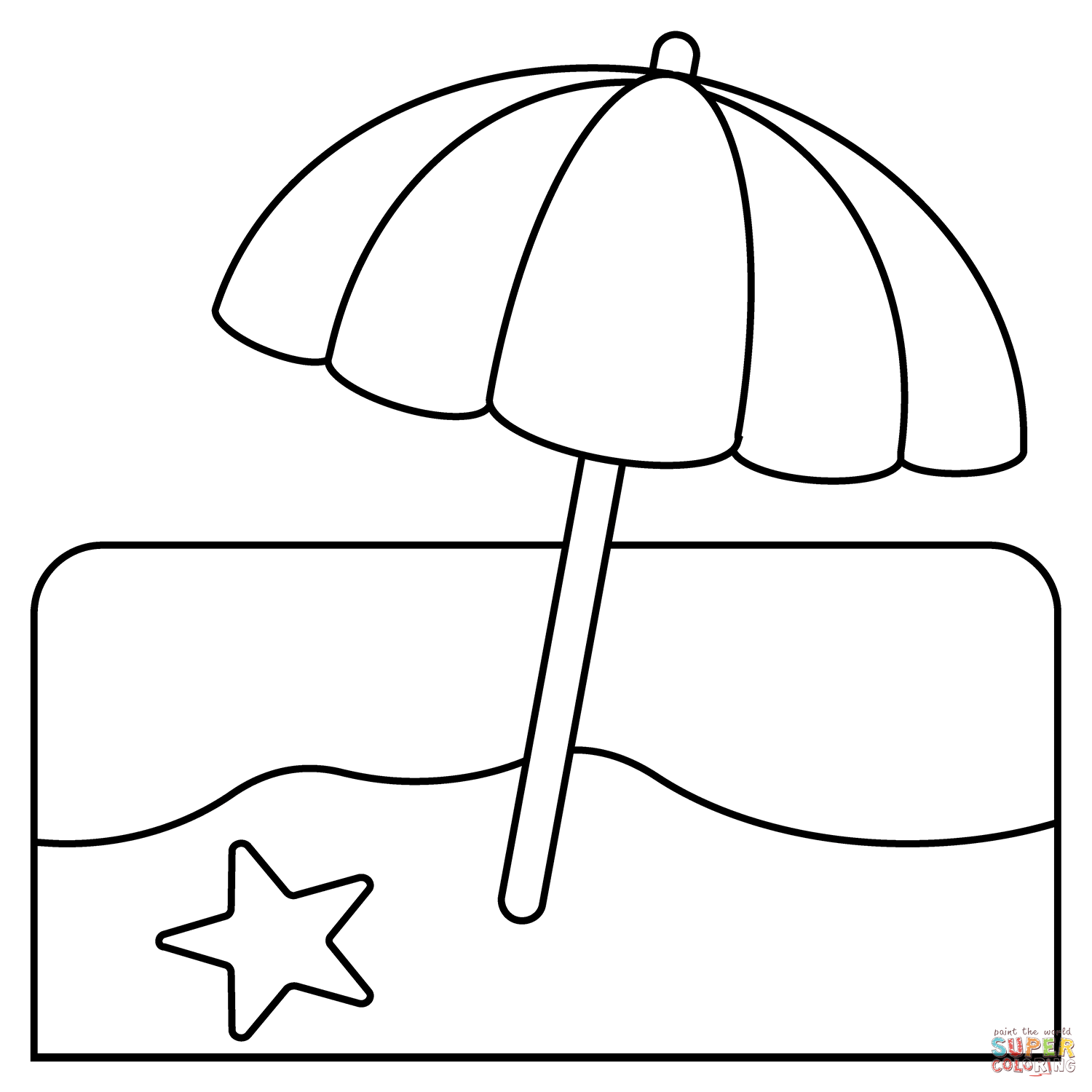 Beach with umbrella emoji coloring page free printable coloring pages