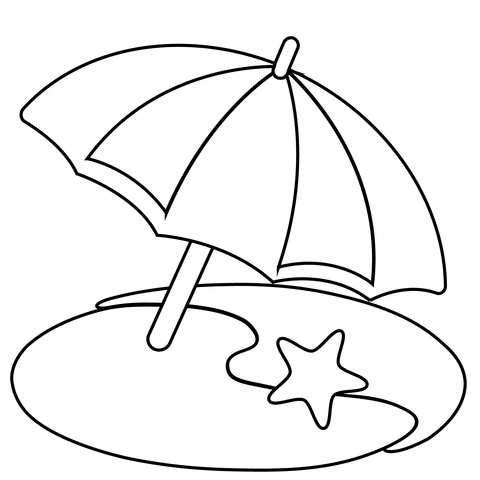 Beach with umbrella emoji coloring page free printable coloring pages