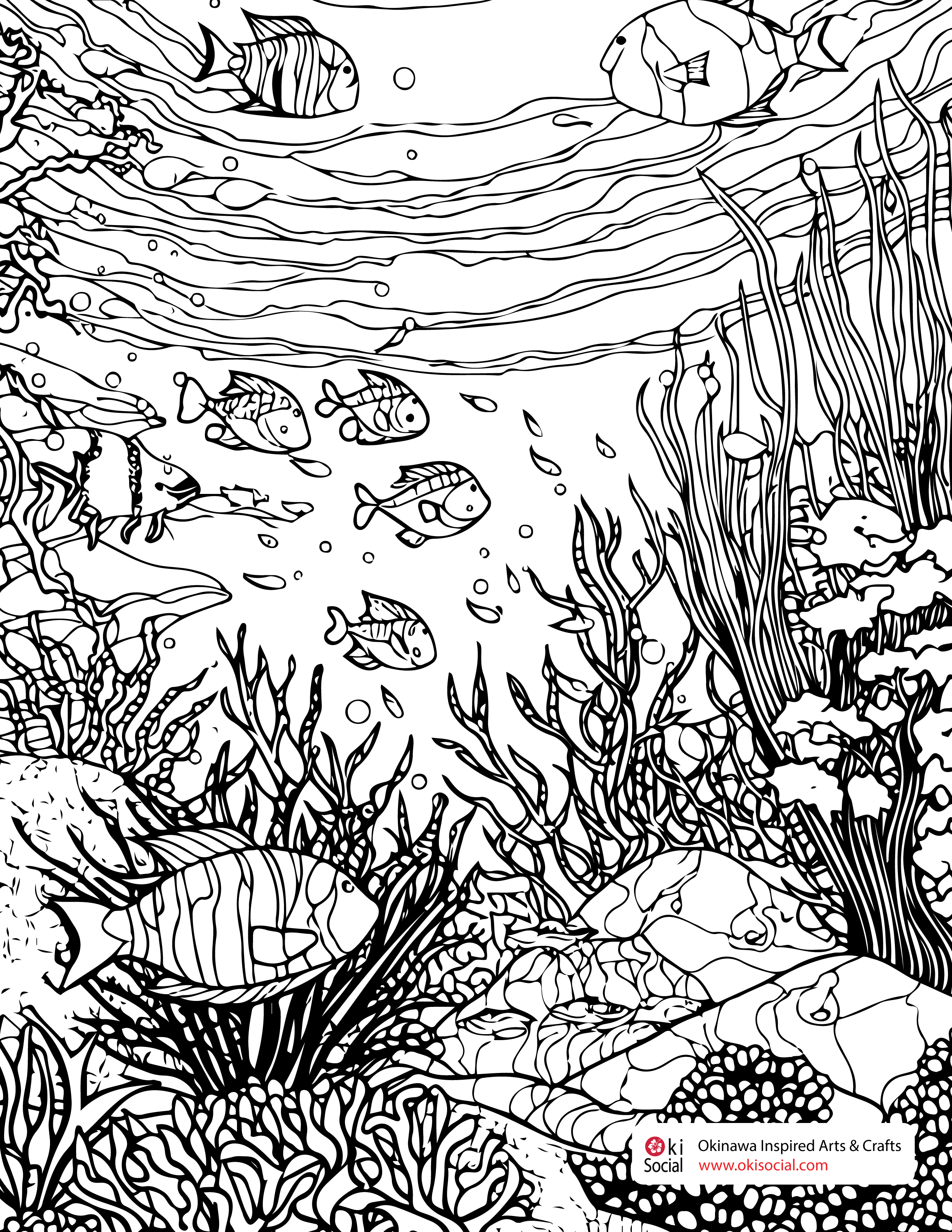 Free adult coloring pages celebrating ocean opening in okinawa