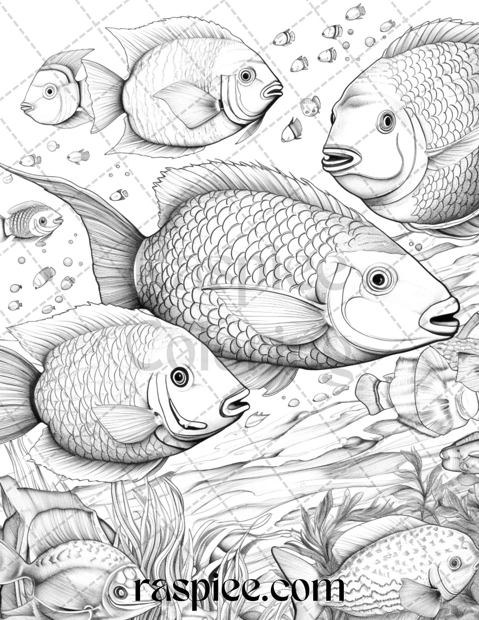 Ocean life grayscale coloring pages printable for adults relaxation an â coloring