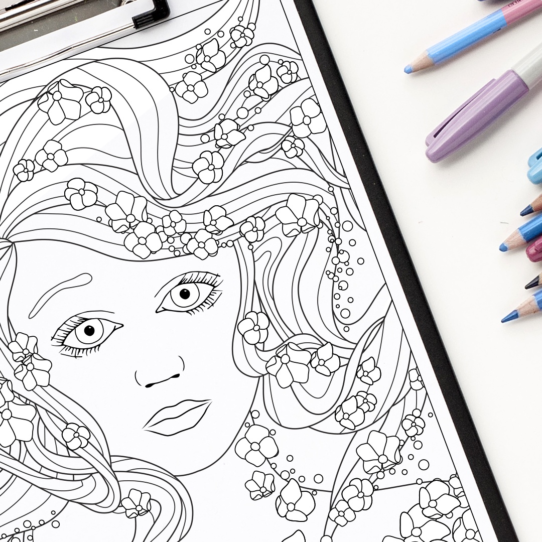 Ocean girl coloring page