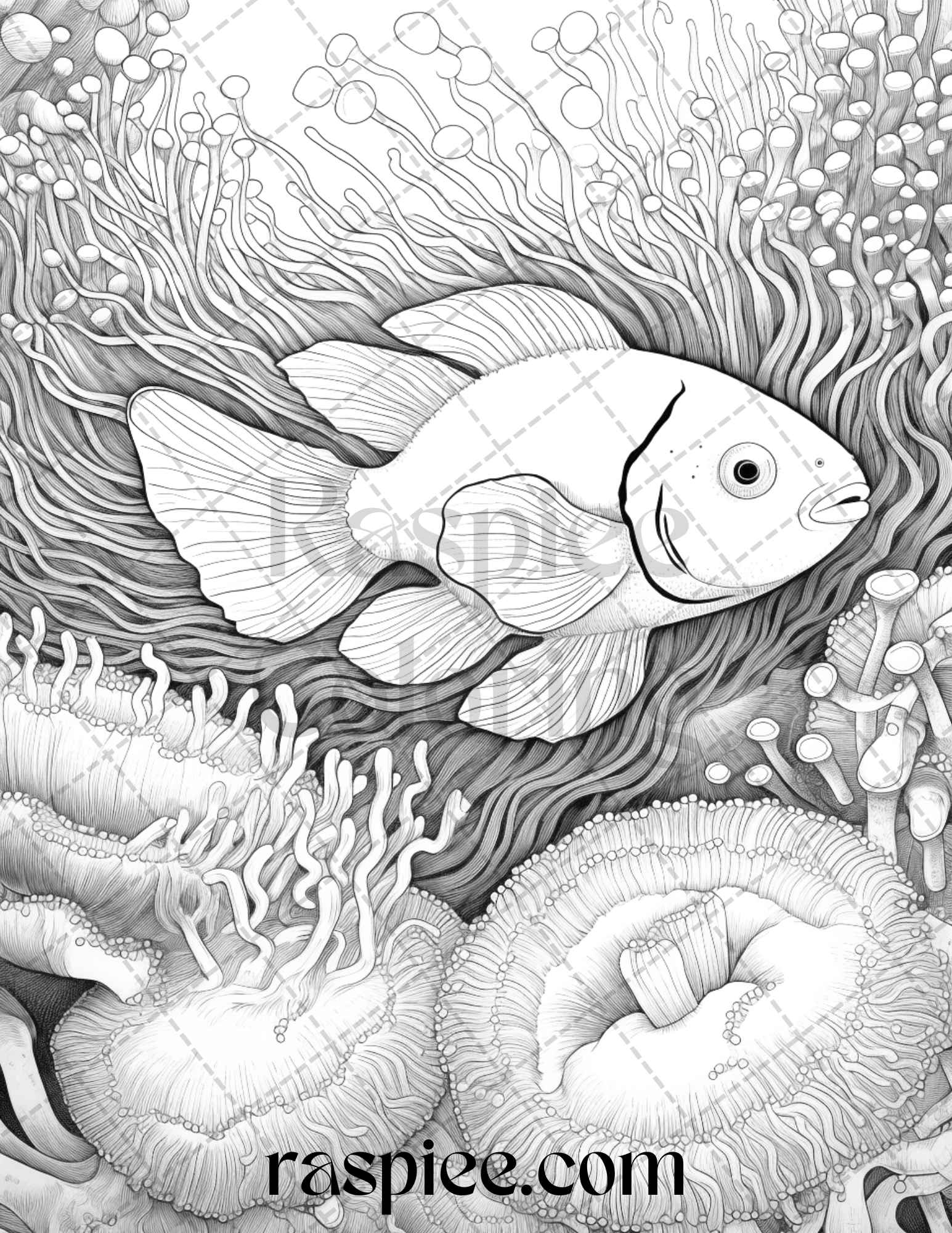 Ocean life grayscale coloring pages printable for adults relaxation an â coloring