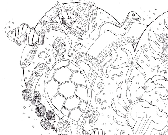 Ocean coloring page coloring page adult coloring page printable coloring colouring pages ocean art ocean drawing coloring art