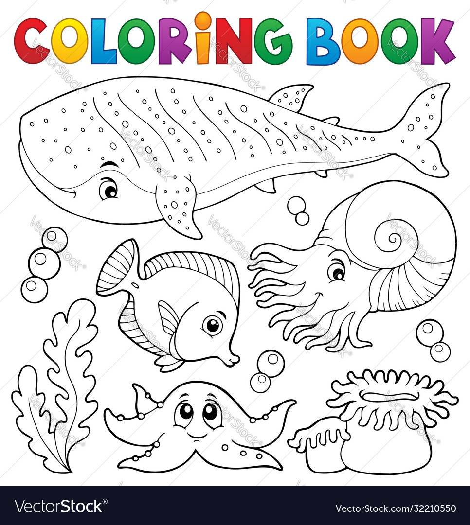 Coloring book ocean life theme royalty free vector image