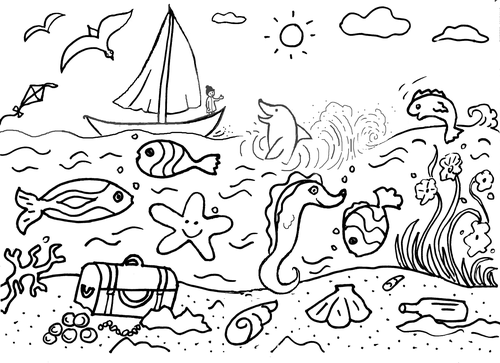 Ocean life colouring sheet teaching resources