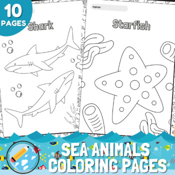 Ocean and sea animals coloring pages sea life coloring sheets tpt