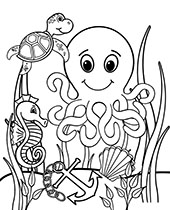 Water animals coloring pages for children