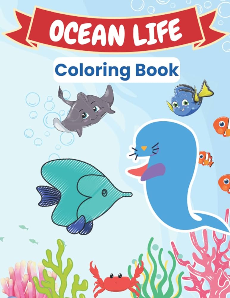 Ocean life coloring book ocean life coloring page for kids adult sea animals coloring