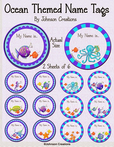 Johnson creations ocean themed name tags