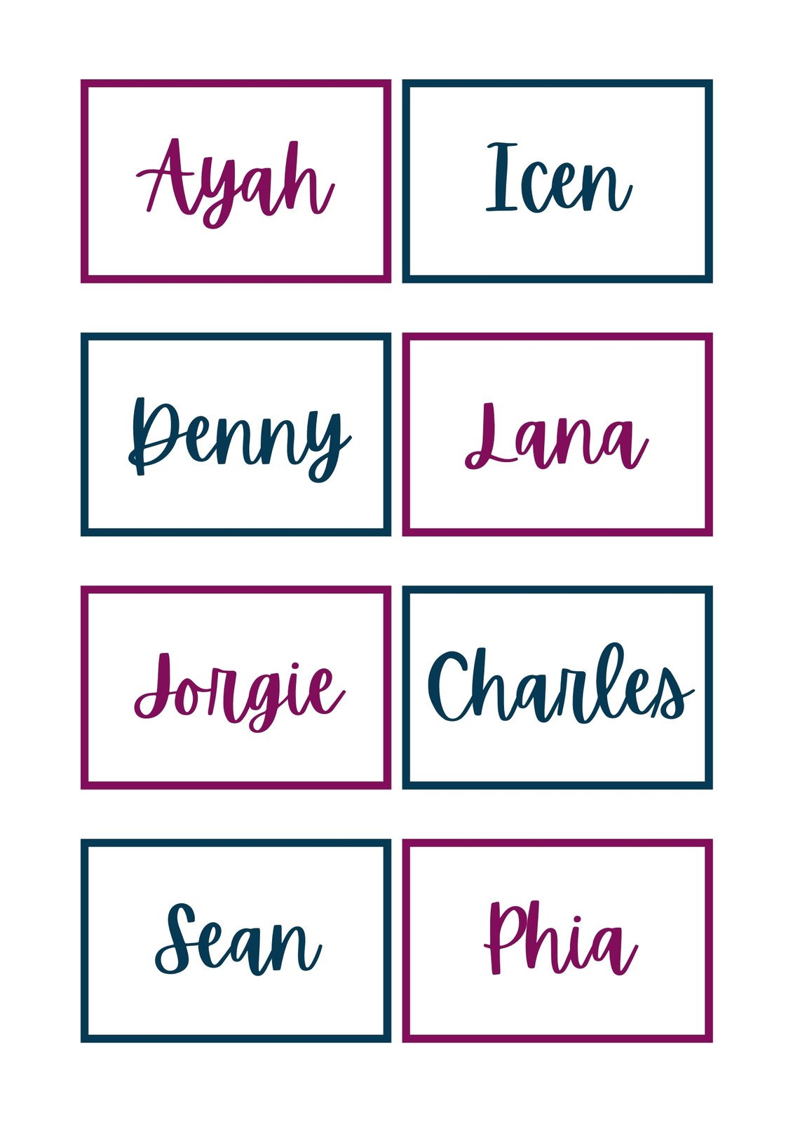 Free printable customizable name tag templates