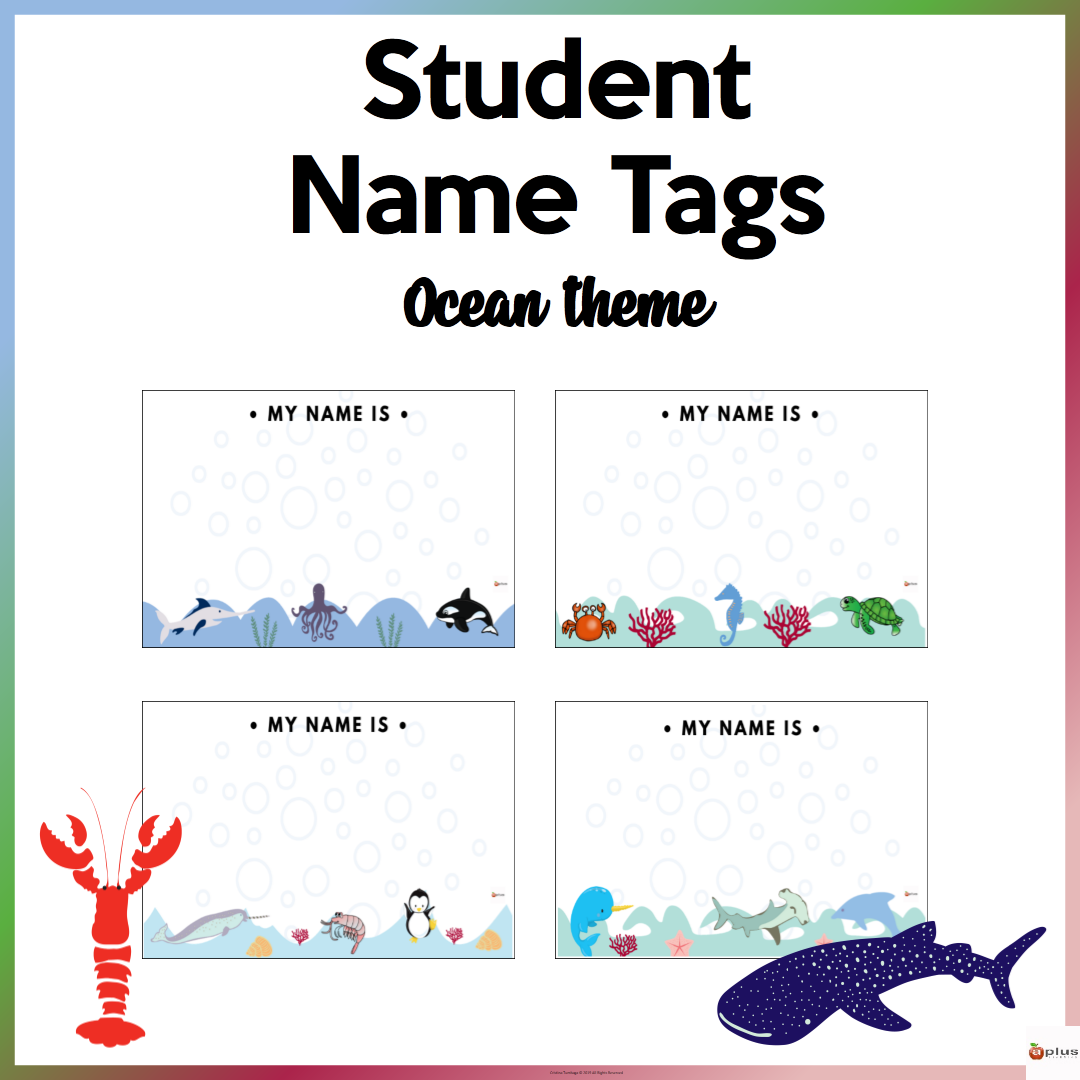 Editable name tags ocean theme made by teachers