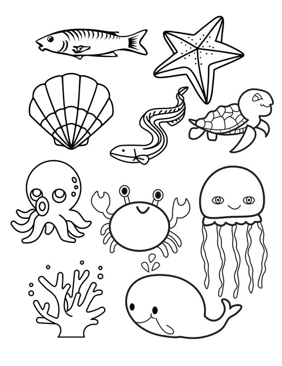 Ocean creatures printable coloring page x print at home