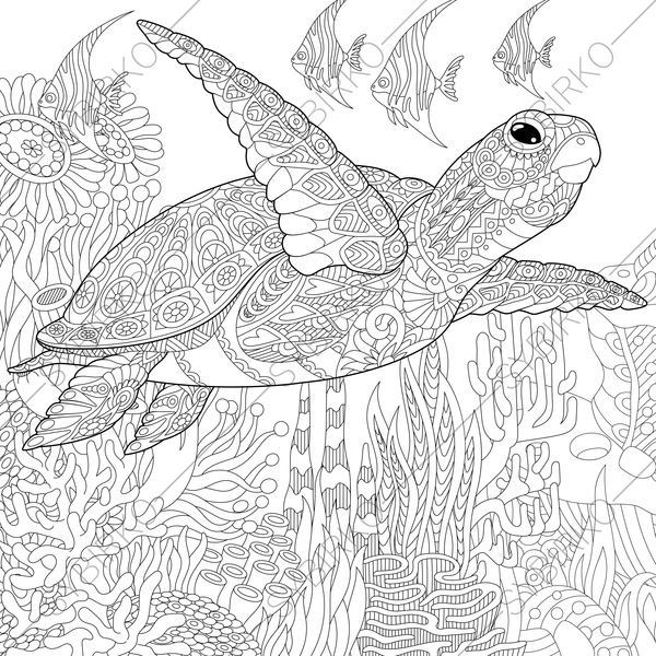 Sea ocean fishes coloring pages coloring book for adults and