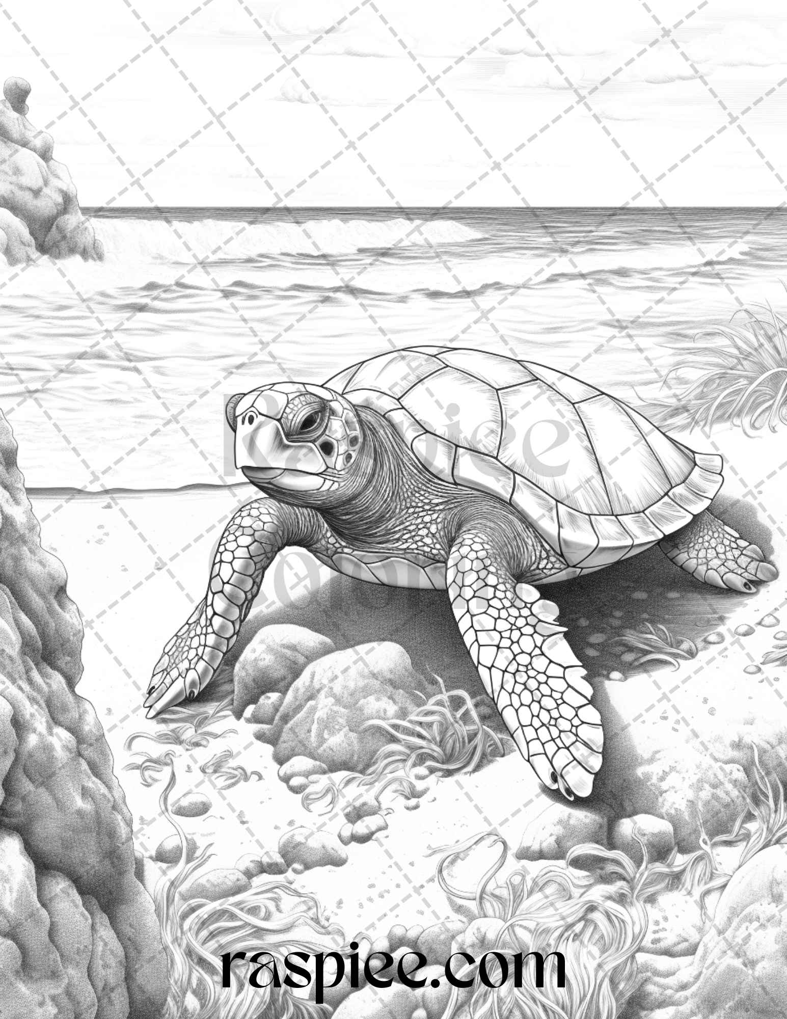 Ocean life grayscale coloring pages printable for adults relaxation an â coloring