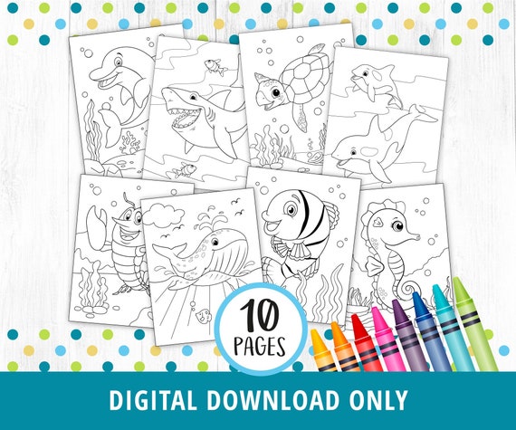 Under the sea coloring pages printable ocean coloring pages sea animals coloring book shark under the sea game activity pdf digital