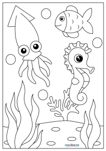 Free printable sea and ocean animals coloring pages for kids