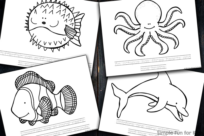 Ocean creatures facts coloring pages