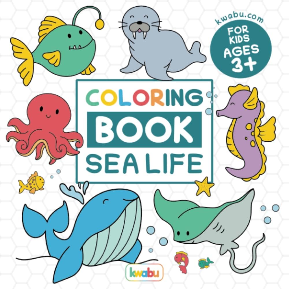 Coloring book sea life for kids for preschool children ages