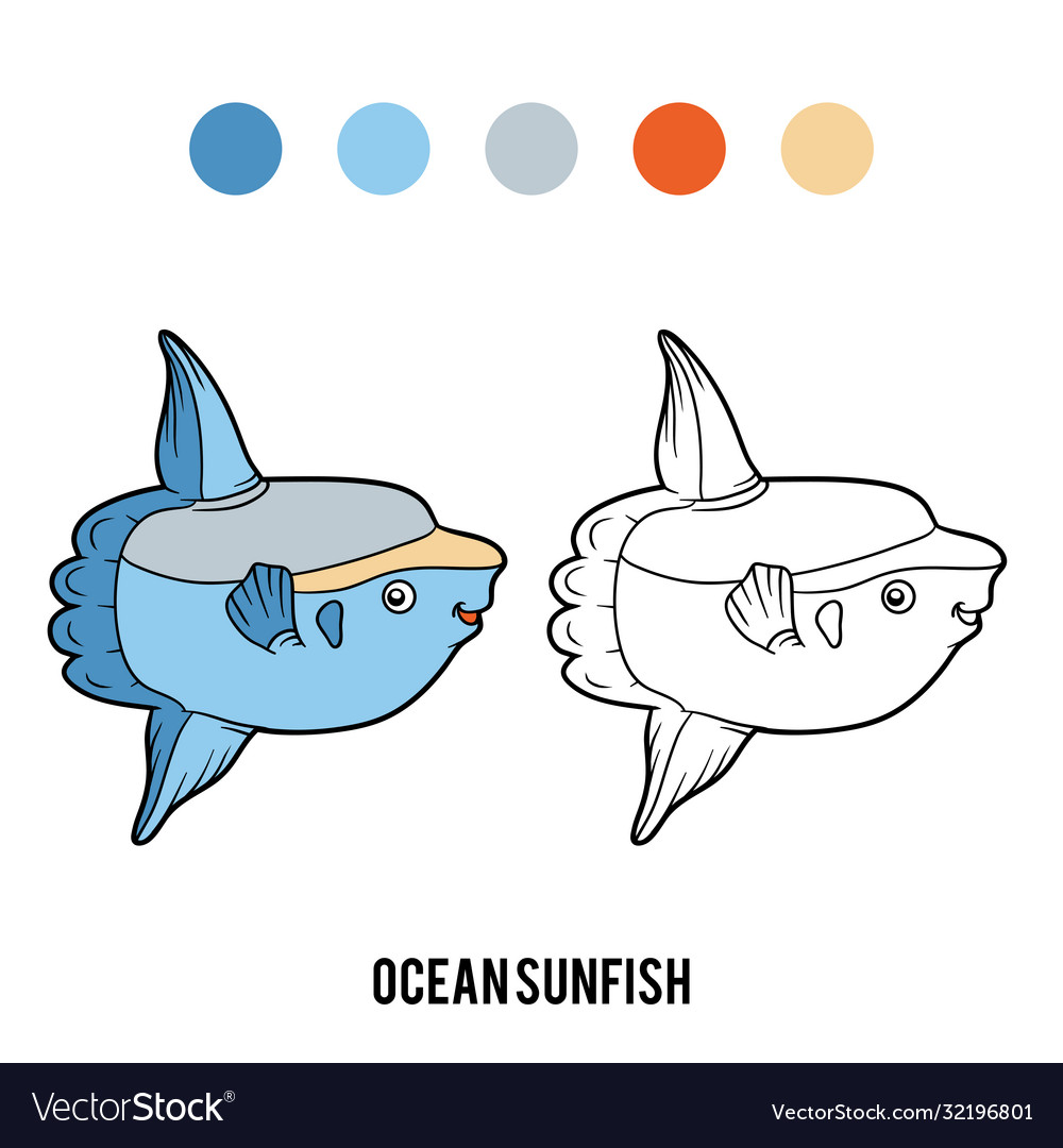 Coloring book ocean sunfish royalty free vector image