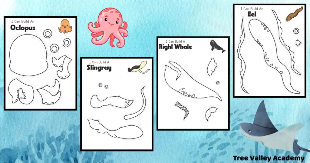 Sea animals coloring crafts