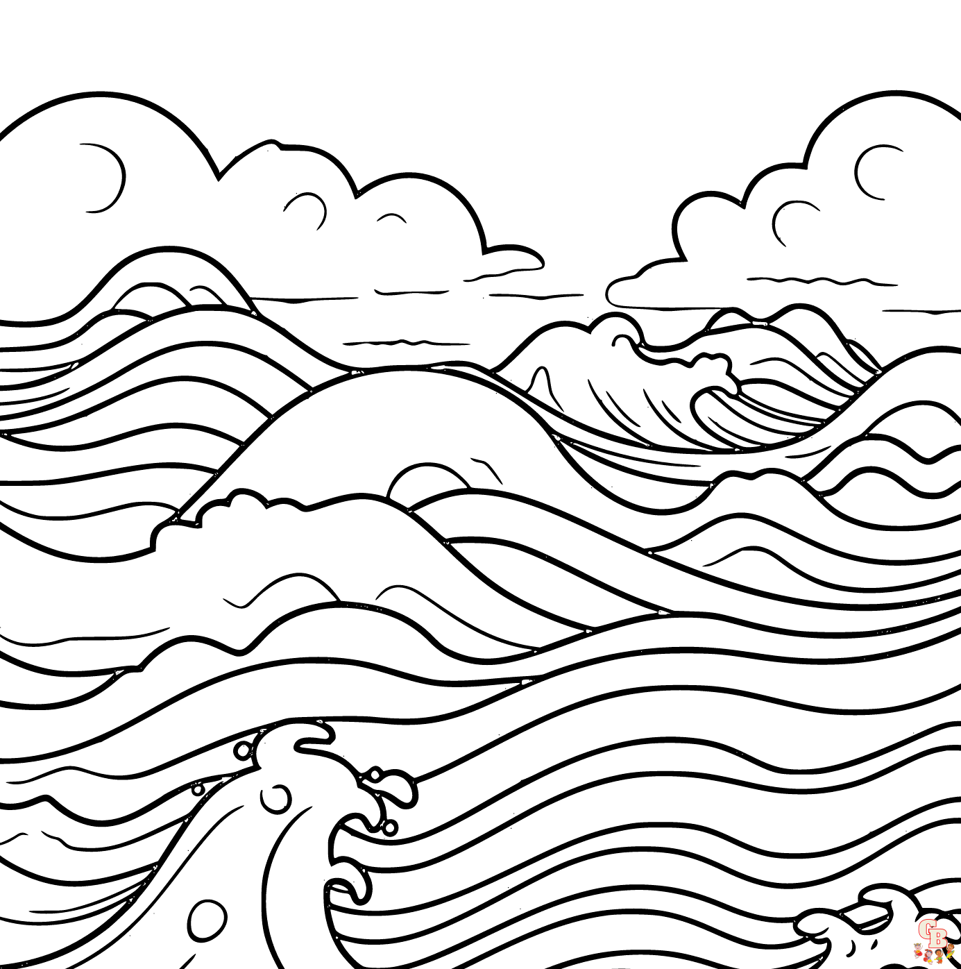 Printable wave coloring pages free for kids and adults