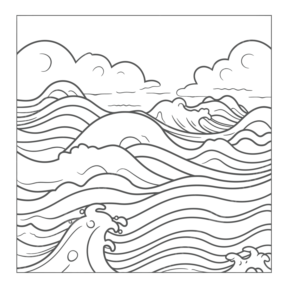 Ocean waves coloring page outline sketch drawing vector ocean drawing wing drawing wave drawing png and vector with transparent background for free download