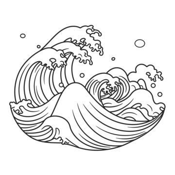 Coloring page with the waves on white outline sketch drawing vector sea waves drawing sea waves outline sea waves sketch png and vector with transparent background for free download