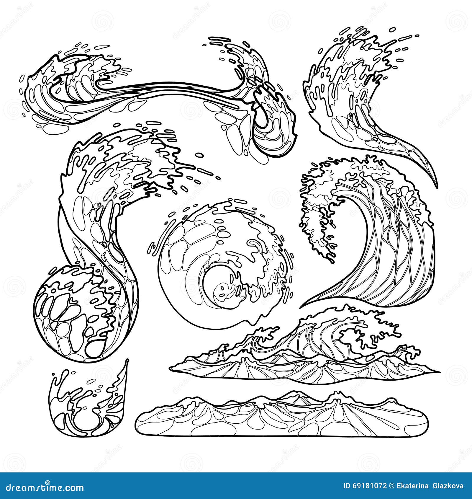 Ocean waves collection stock vector illustration of design