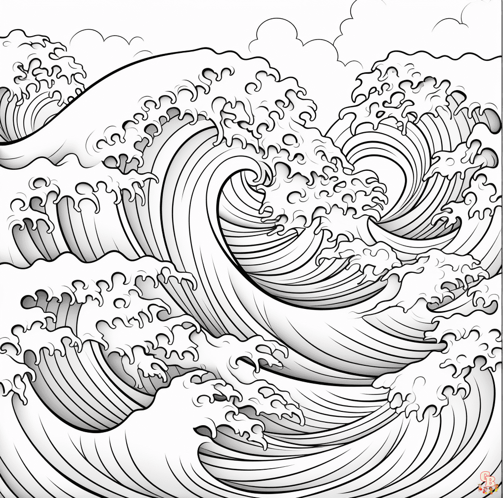 Printable wave coloring pages free for kids and adults