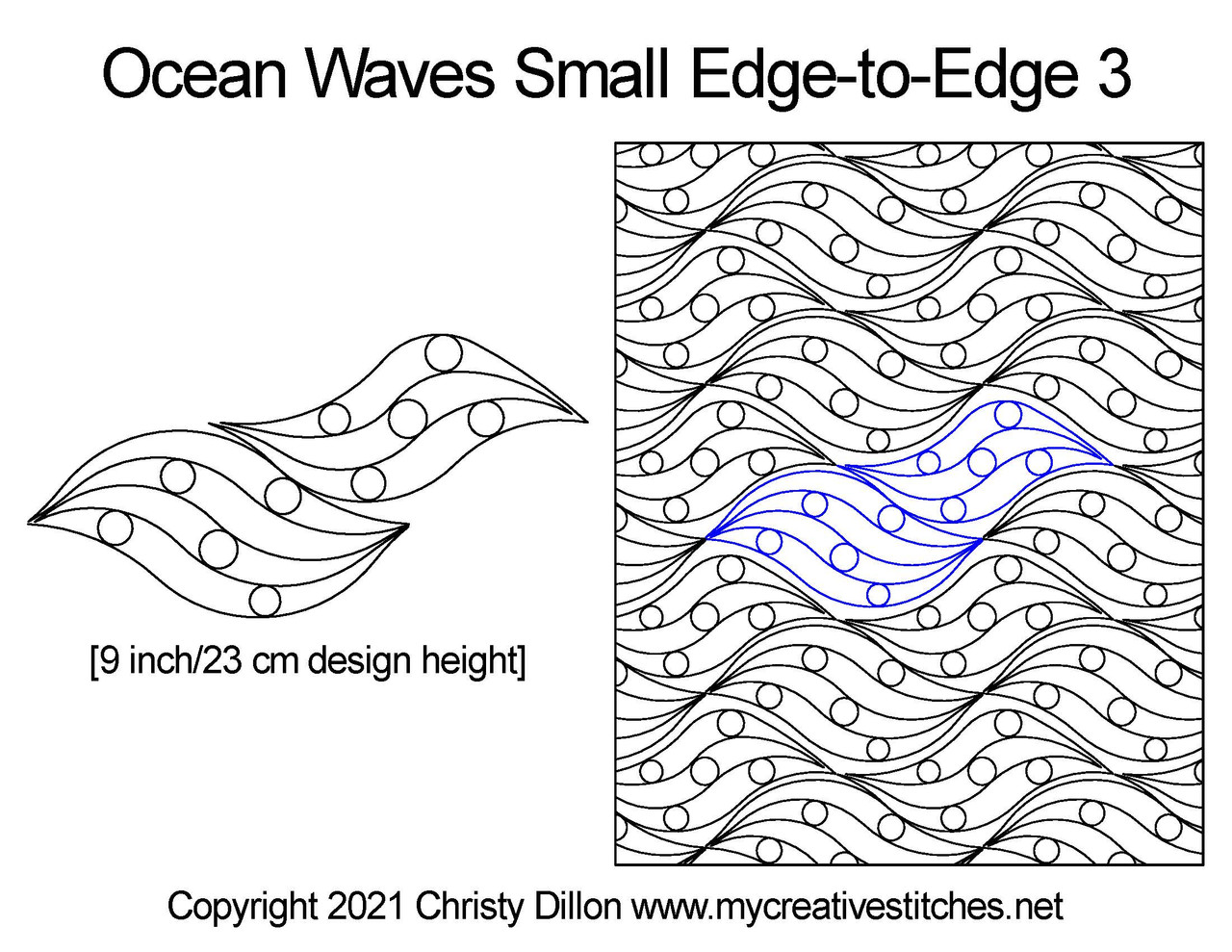 Computerized quilting pattern ocean waves small edge