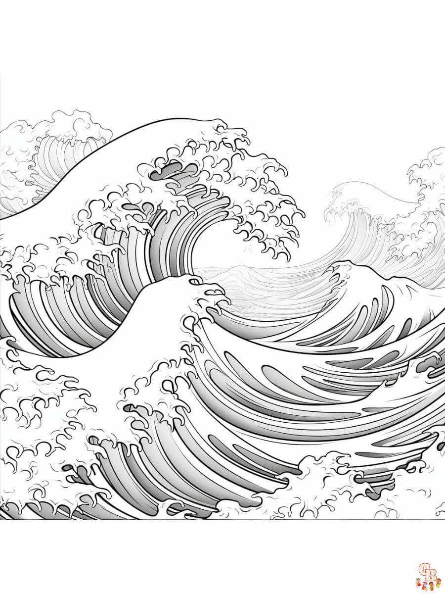 Printable wave coloring pages free for kids and adults