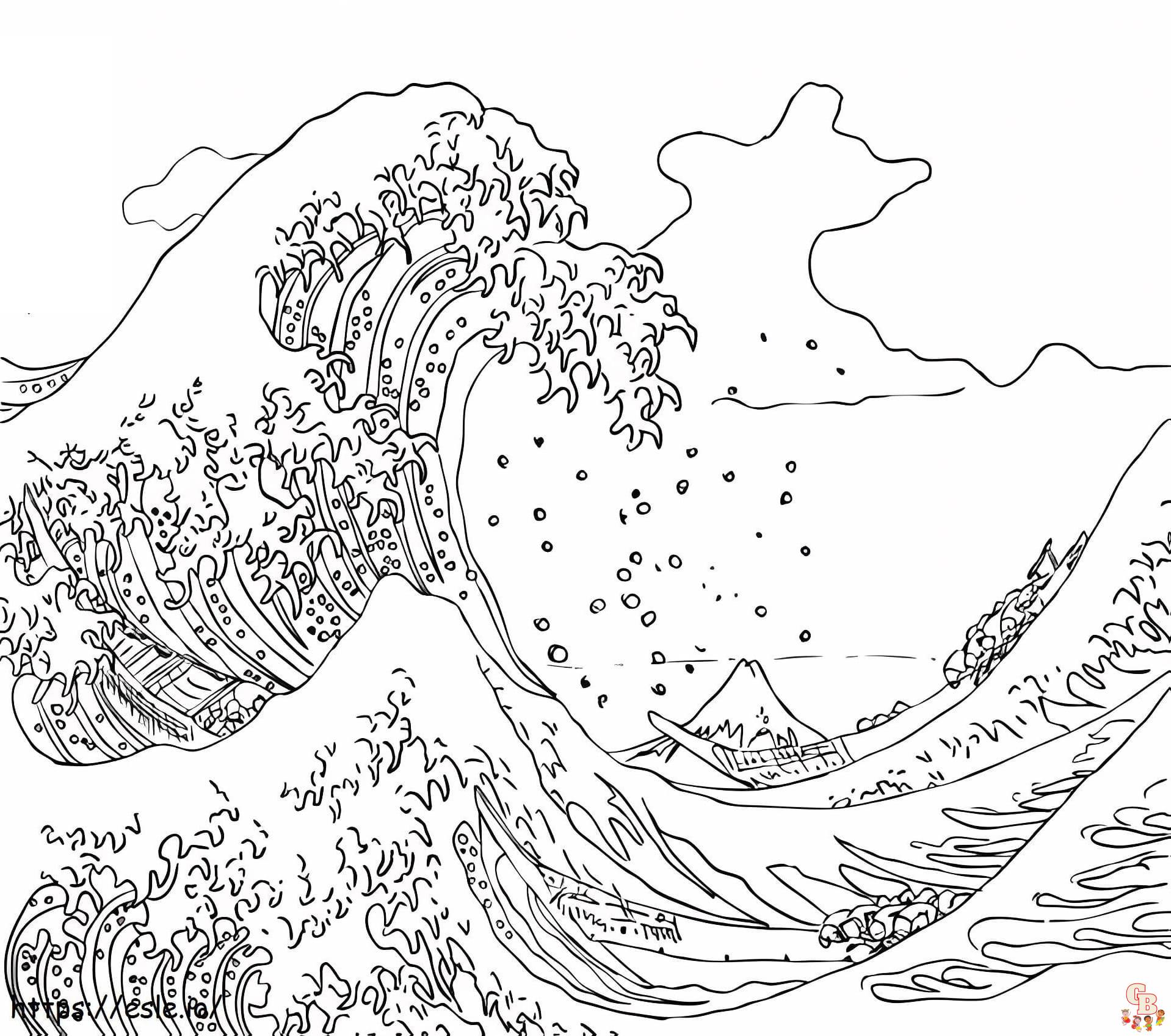 Printable wave coloring pages free for kids and adults