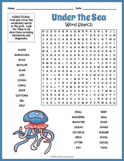 Ocean word search